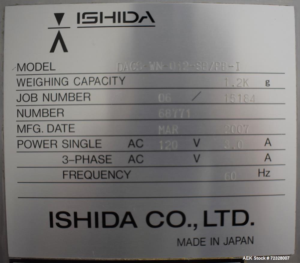 Ishida Checkweigher DACS-WN-012-SB/PB-I Checkweigher w/Reject up to 1200 grams